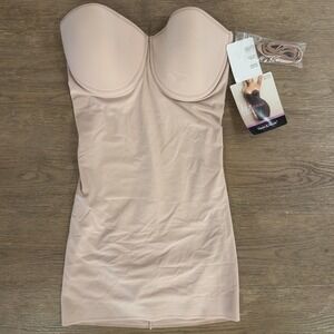 NEW Naomi & Nicole 7777 Luxe Shaping Strapless Bra Slip w/ Built-In Panty-Sz 36D